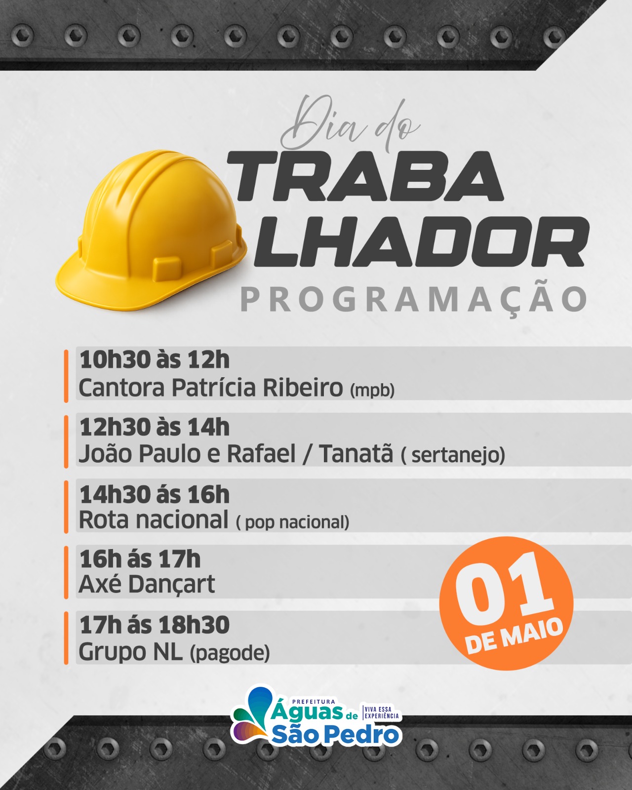 Dia do Trabalhador: Águas de São Pedro terá atrações musicais o dia todo